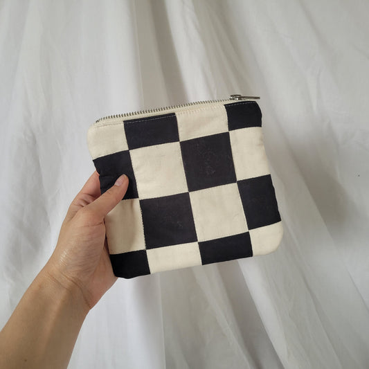 "Check" - Medium Quilted Pouch