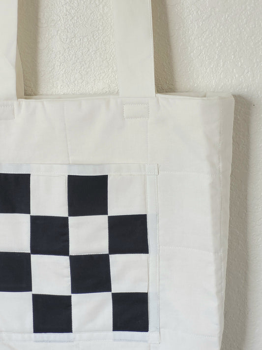 "Check" - Quilted Travel Tote Bag